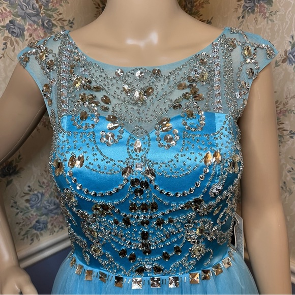 Tideclothes Light Blue Formal Maxi Bridesmaid Ball Gown Prom Dress, Size 2 - Picture 2 of 10